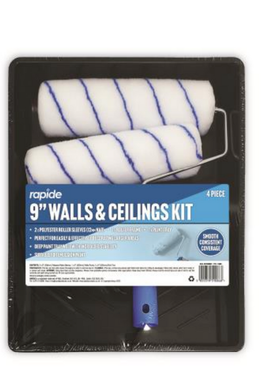 Kit de rouleau à peinture RAPIDE 9" MURS & PLAFONDS - 4 pièces