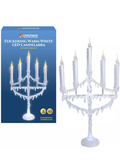 Battery Operated 5 Candle Flickering LED Candelabra Warm White Indoor - 89740
