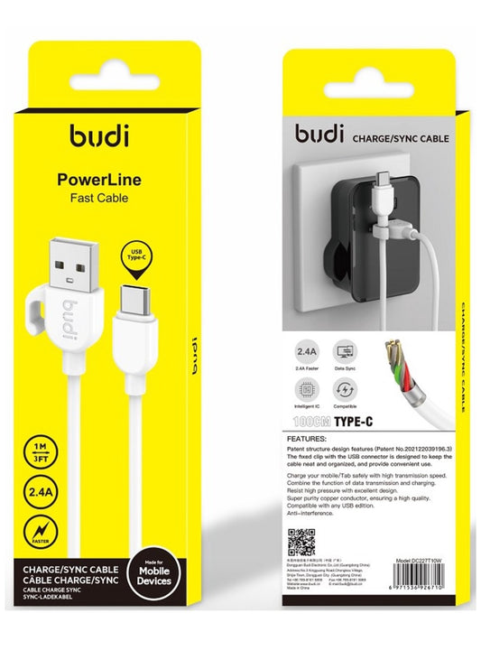 Budi Câble de charge/synchronisation USB-A vers USB-C, 1 m, 2,4 A, charge rapide