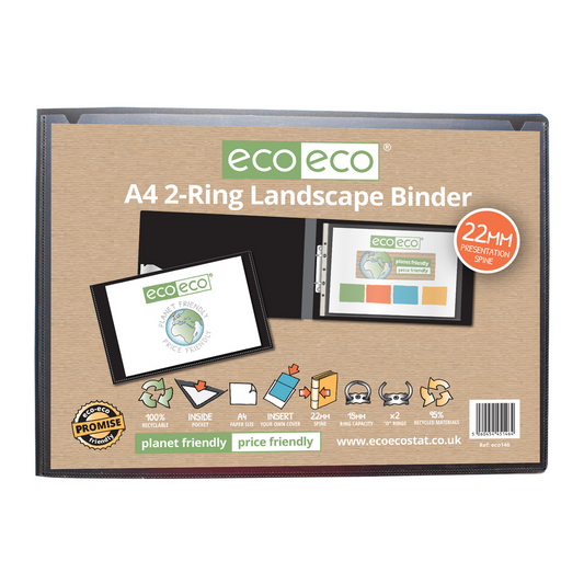 Eco A4 95% Recycled Landscape 2-O Ring Binder
