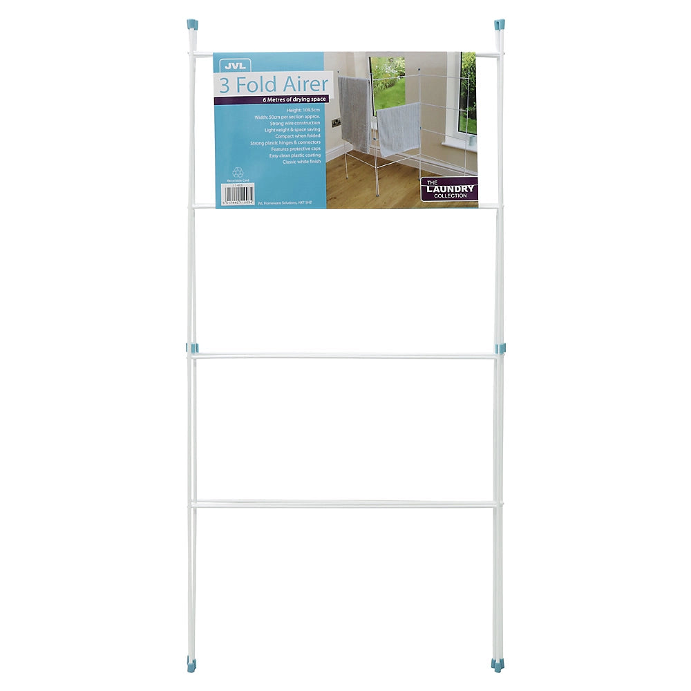 Étendoir à linge pliant JVL Caravan à trois panneaux pour intérieur/extérieur - 6m