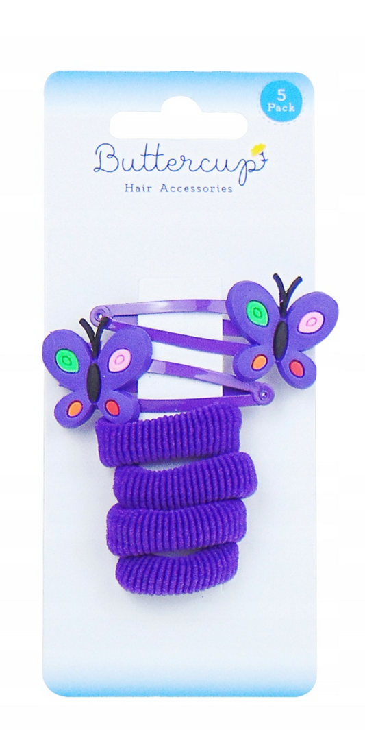 Girls Butterfly Hair Accessory 5pk 2 Colours