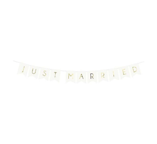 155cm JUST MARRIED WHITE BANNER