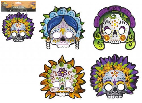 Scary Skull Design Shiny Felt Masks Assorted Designs
