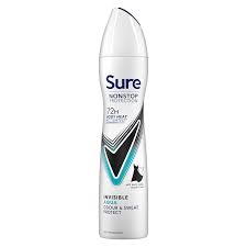 Déodorant Spray Sure Femme Invisible Non-Stop Aqua 250ml