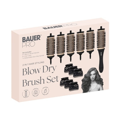 BAUER 2 IN 1 BLOW DRY HAIR BRUSH STYLING SET