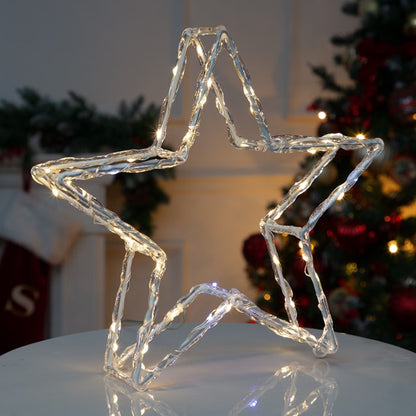 The Christmas Workshop Acrylic LED Christmas Star Light - Mixed LED Christmas Decorations - 6 Hour Timer - Battery Operated