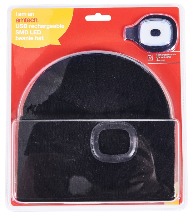 Amtech USB Rechargeable SMD LED Beanie Hat 60 Lumen