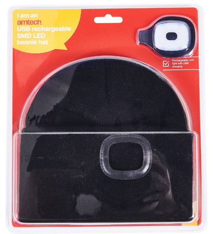 Amtech USB Rechargeable SMD LED Beanie Hat 60 Lumen