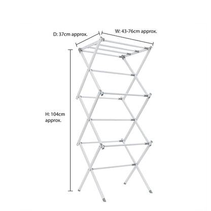 JVL Extendable 3 Tier Concertina Clothes Airer, White