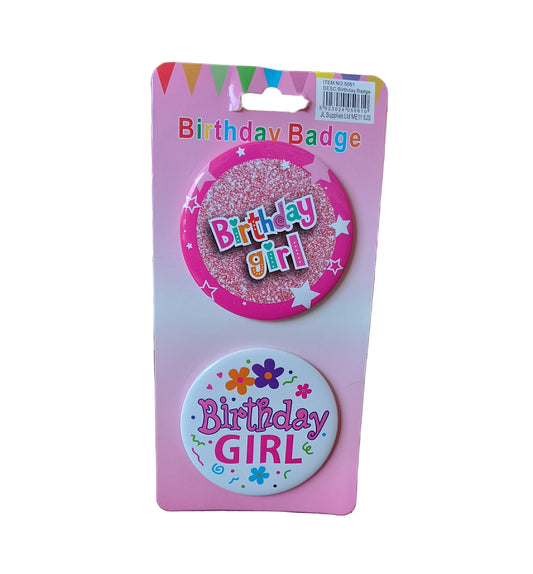 Girls Birthday Badge Pk Of 2
