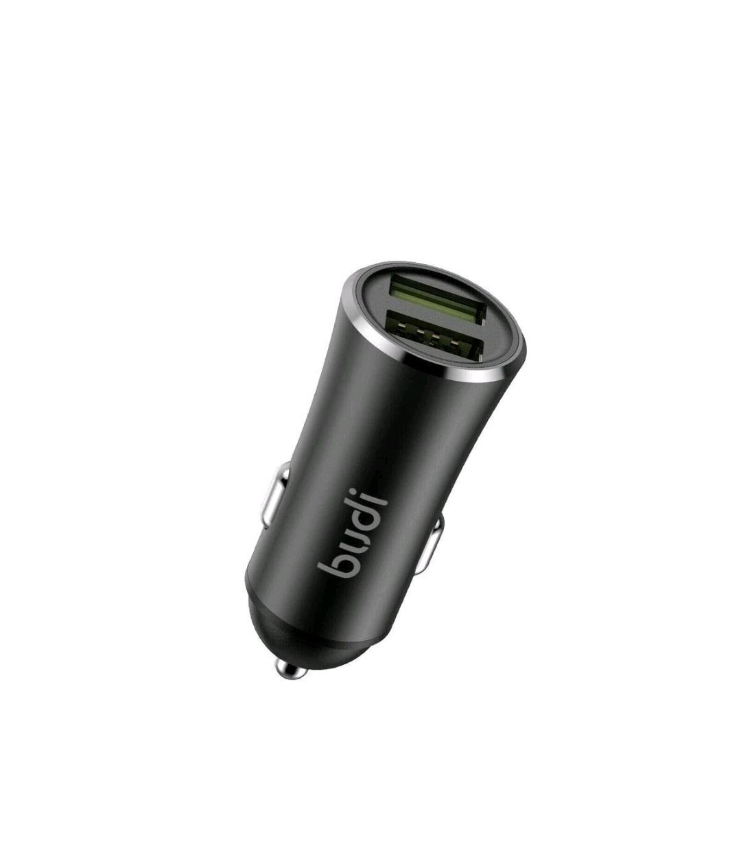 Budi Car Charger 2USB Ports 12Watt/2.4Amp For Tablets Mobiles Phone - Black