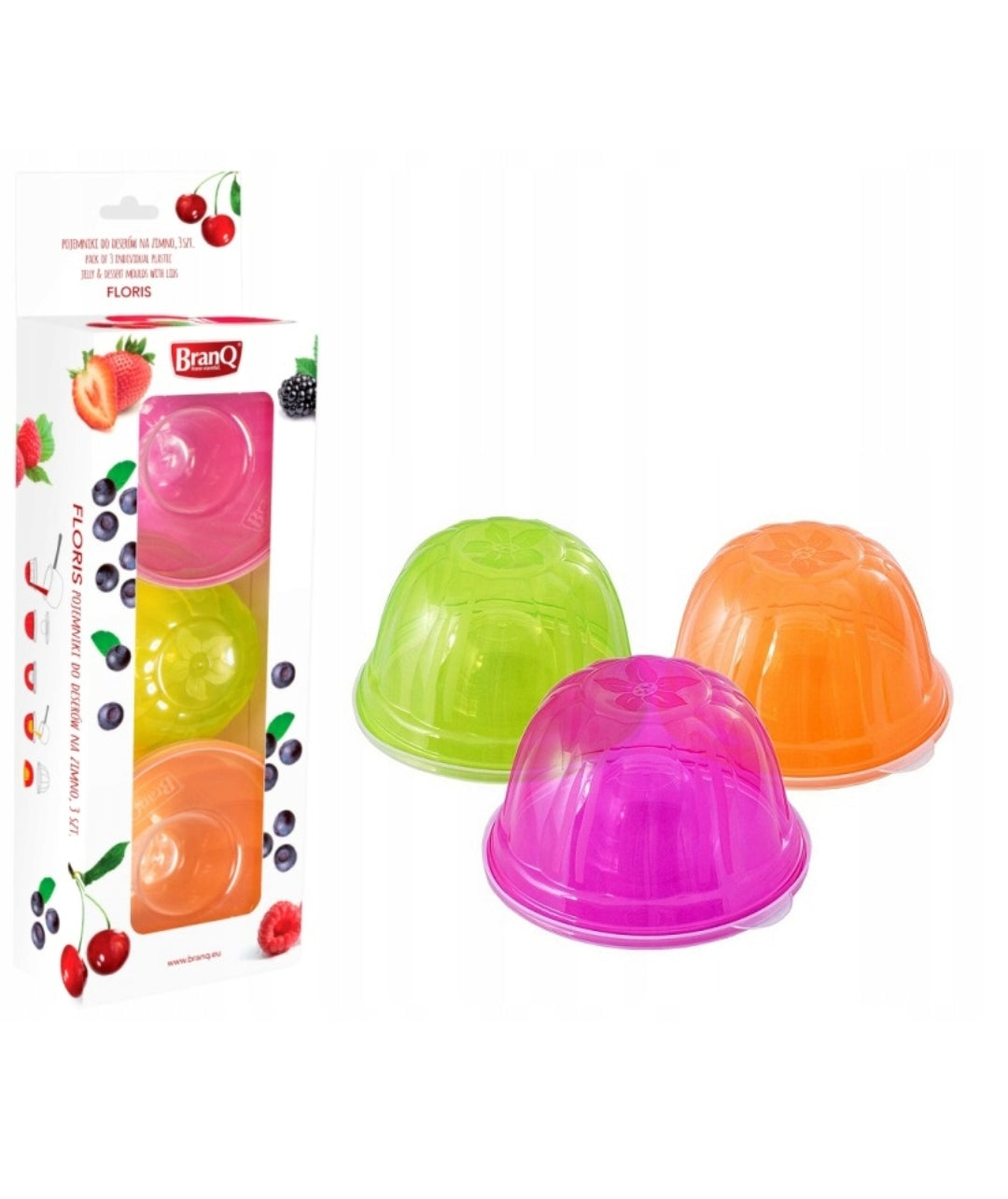 BRANQ FLORIS 3X COLOURED CONTAINER FOR JELLIES AND COLD DESSERTS