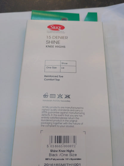 Mi-bas Silky 15 deniers ultra-brillants - Taille unique (Noir discret)