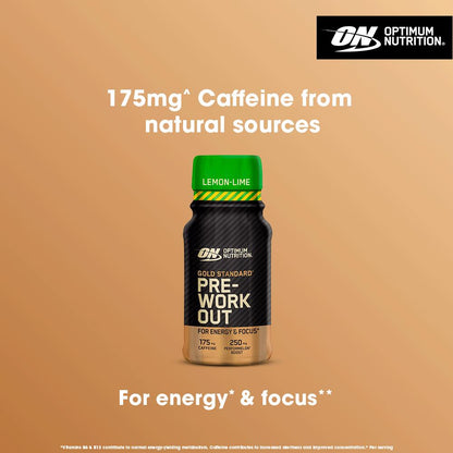 Optimum Nutrition Gold Standard Pre Workout Energy Shot Lemon Lime Flavour single serve 60ml