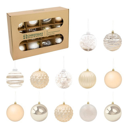 The Christmas Workshop 12PK Shatterproof Large Baubles Gold