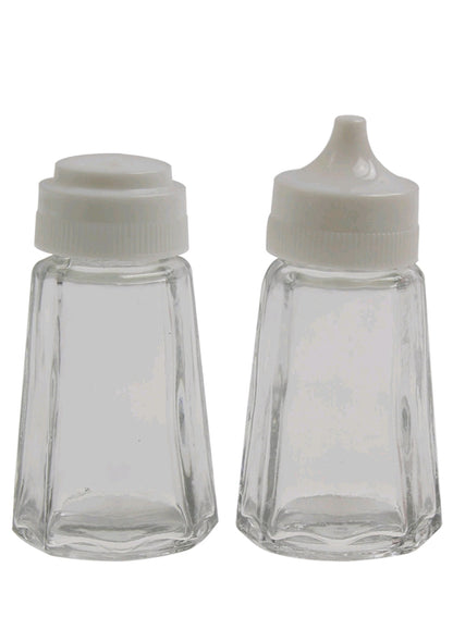 Apollo Glass Salt and Pepper Set With Plastic Lid and White 7cm