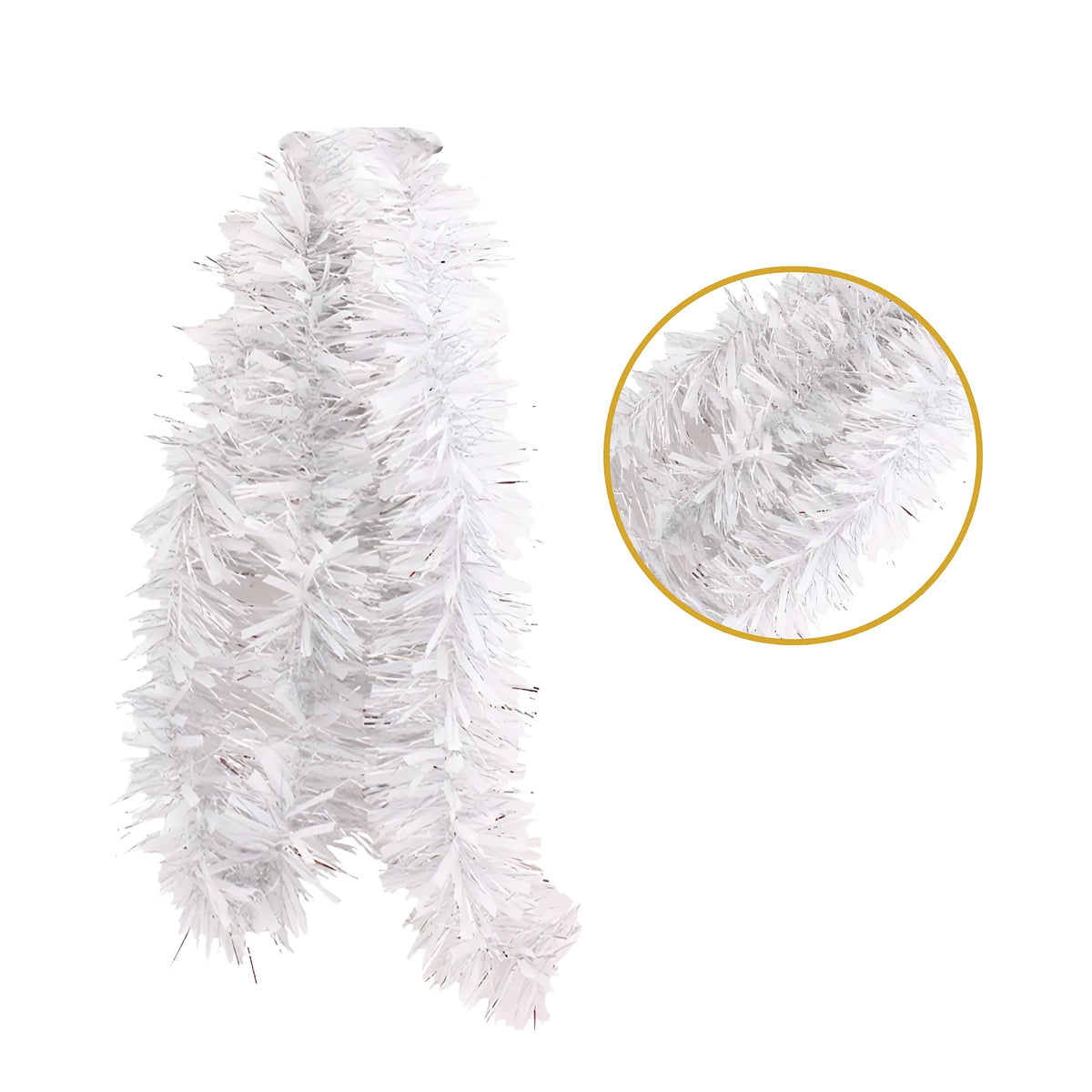 2m Christmas Chunky Tinsel - White