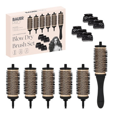 BAUER 2 IN 1 BLOW DRY HAIR BRUSH STYLING SET