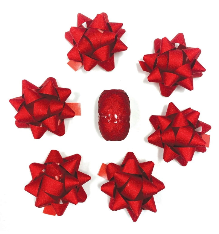 Giftmaker 6 Large Bows & 1 Ribbon Cop Assorted Colours