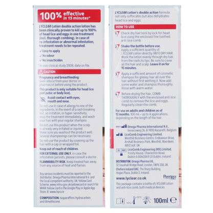 Lyclear 100ml Lice Treatment Lotion & Comb