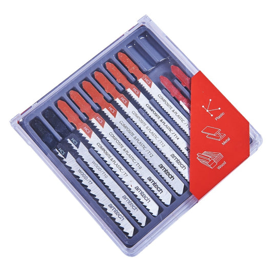 Amtech 10 Piece mixed jigsaw blades with T-slot fitting