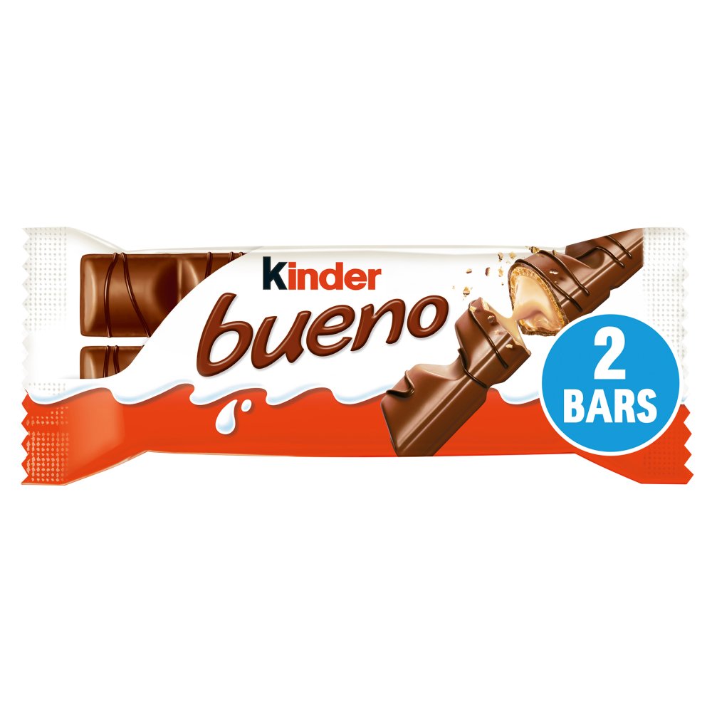 Kinder Bueno Milk Chocolate and Hazelnut Twin Bars Single Pack 43g