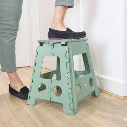 JVL Large Folding Step Stool - Heavy-Duty, Kitchen, Bathroom, Multi-Purpose - Green