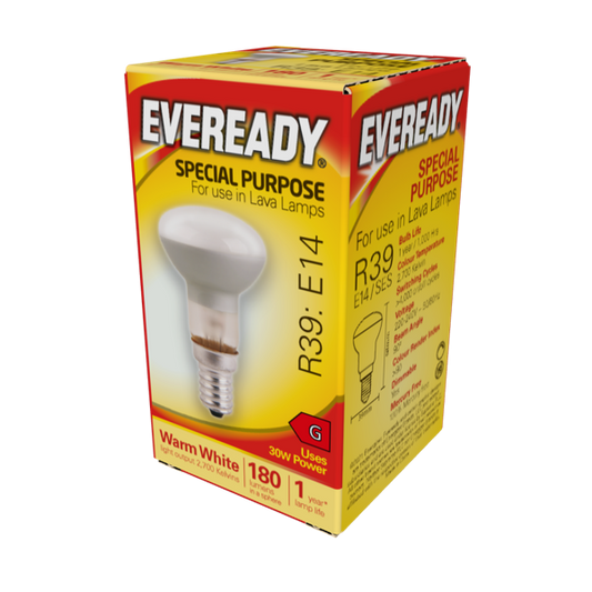 Ampoule de rechange Eveready E14 (culot à vis étroit) 180lm 30W 2700K (blanc chaud) pour lampe à lave, boîte de 1