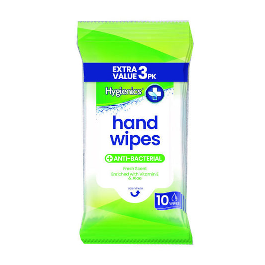 Hygienics Anti Bac Hand Wipes 3 x 10Pack