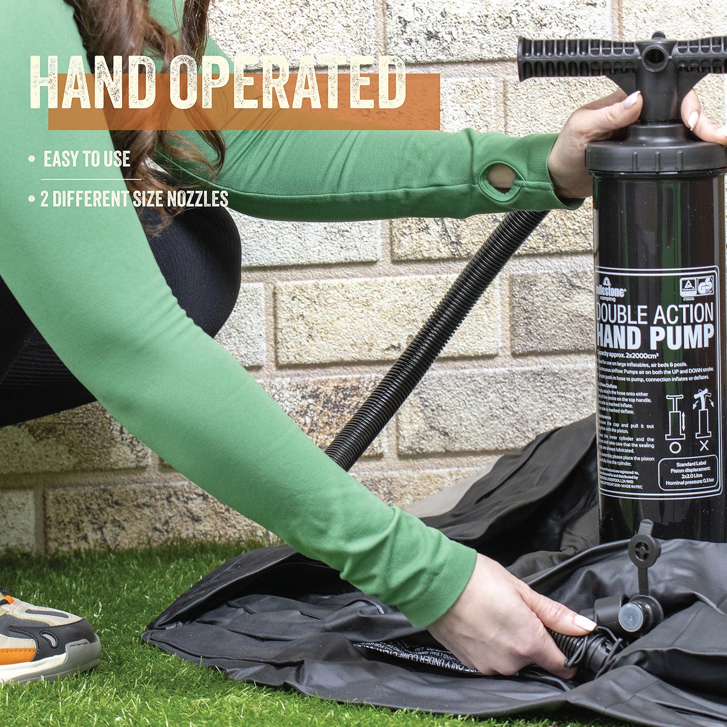 Milestone Camping Double Hand Operated Air Pump