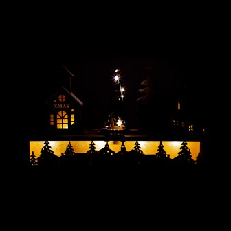 The Christmas Workshop LED Musical Wooden Christmas Village Scene Decoration