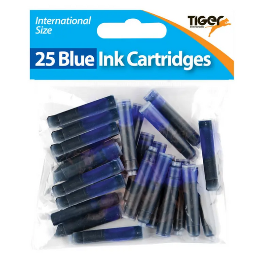 BLUE -TIGER 25 UNIVERSAL FOUNTAIN PEN CARTRIDGES BLUE