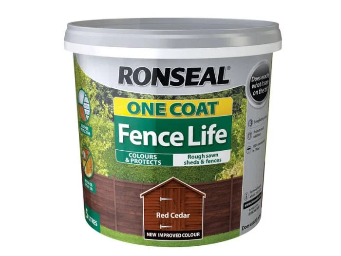 Ronseal Protection Clôtures en une couche - 5 Litres - Cèdre Rouge