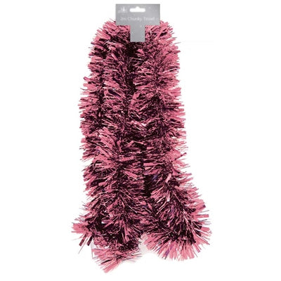 2m Christmas Chunky Tinsel Blush Pink