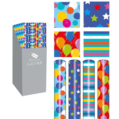 3 Metre Gift-Wrap Brights Designs