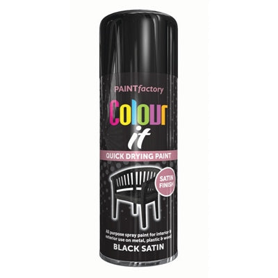 PEINTURE USINE COULEUR BOMBE NOIRE SATINÉE 400ML
