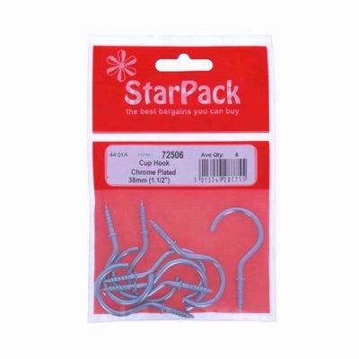 STARPACK CUP HOOK CHROME PLATED 38MM