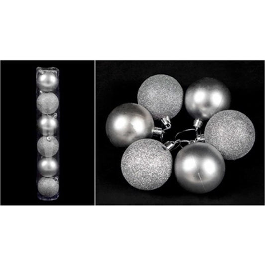 BOULES DE NOËL 6CM PAQ. DE 6 ARGENT