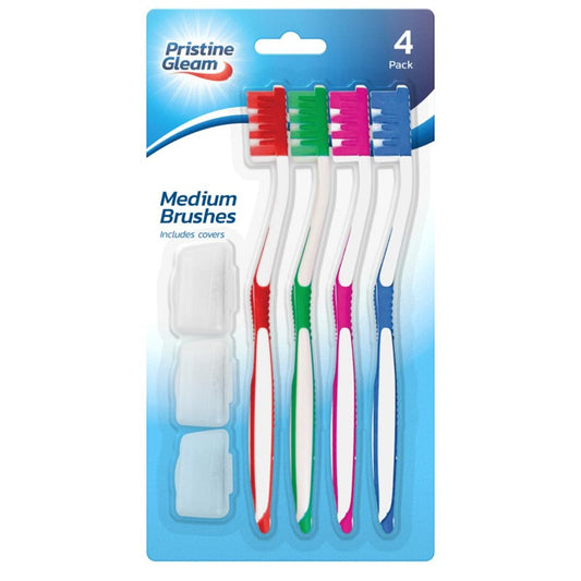 Medium Toothbrushes with 3 Covers 4pk