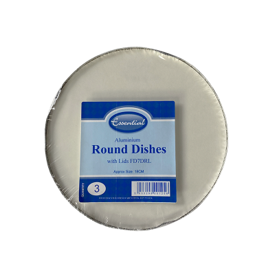 Essential Aluminium Deep Round Dish With Lid 18cm (Pack 3)