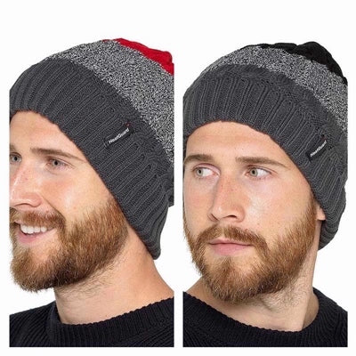 MEN STRIPED WITH FLEECE LINING HAT