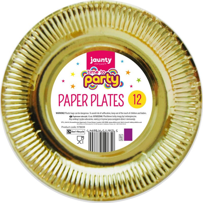 9 inch Gold Paper Plates 12PK