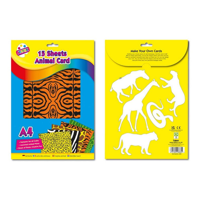 15 Sheets A4 Animal Print Card