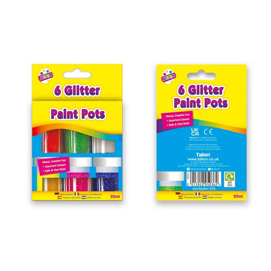 6 pots de peinture pailletée de 20 ml