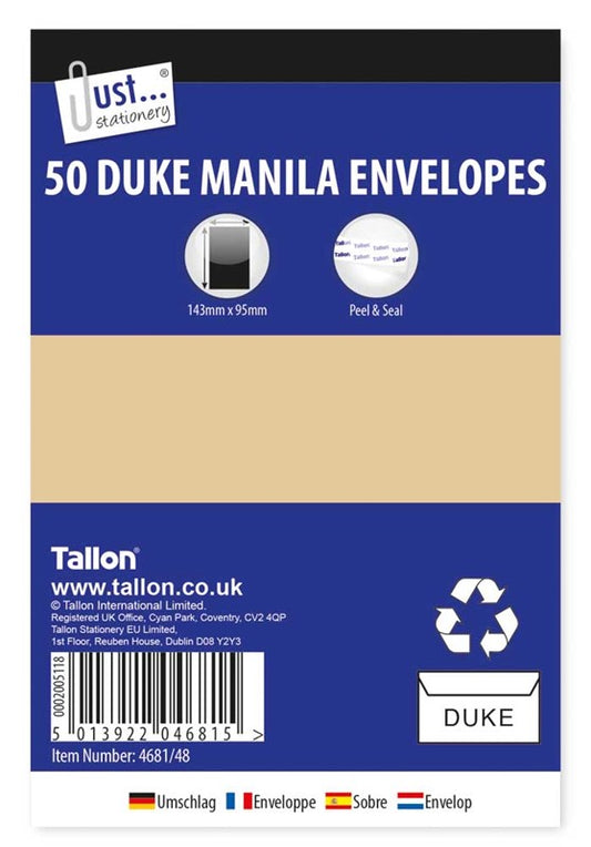 Envelopes 50 x Duke Manila, Peal & Seal, 80gs