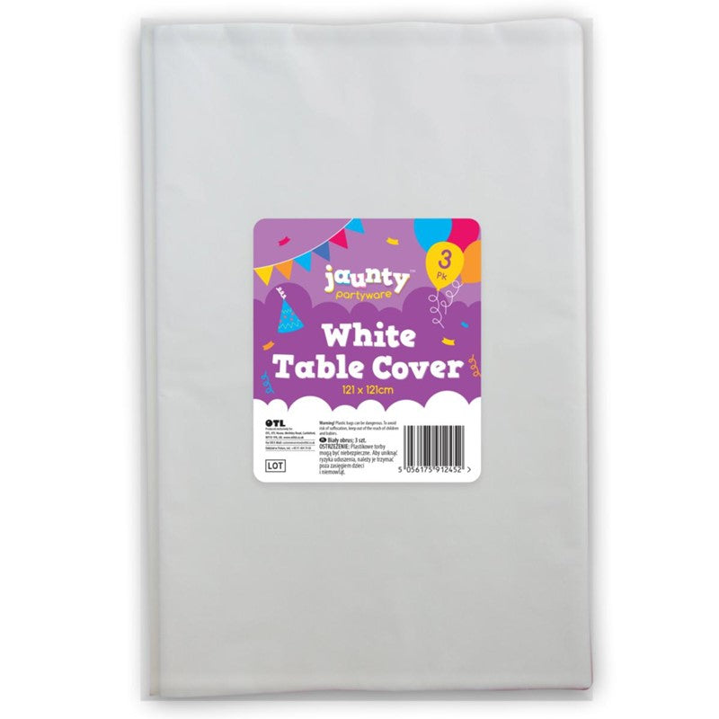 White Table Cover 3pk 121 x 121cm