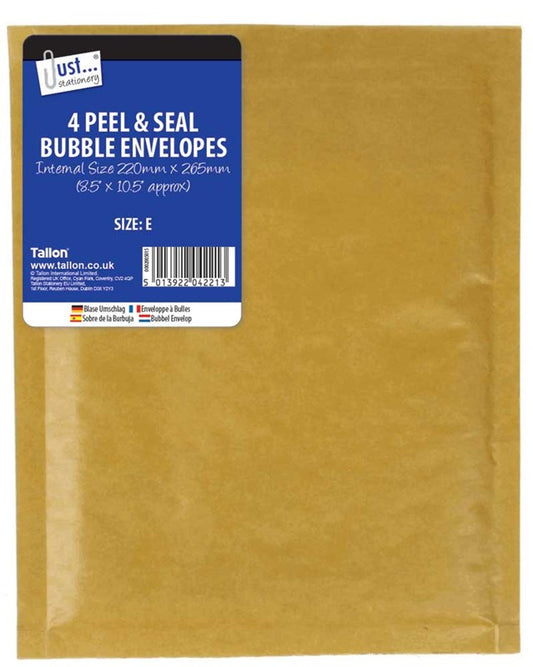 4 Bubble Envelopes Size E 220 x 265