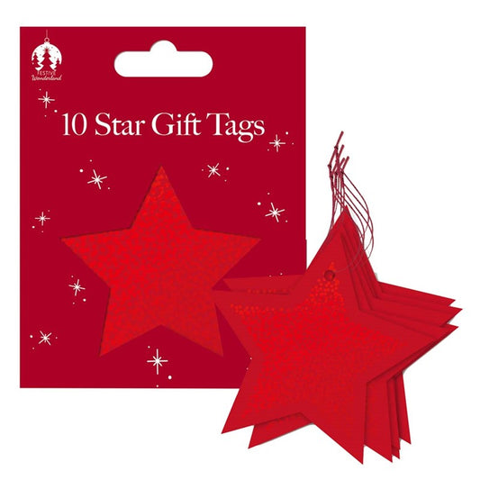 Étiquettes Cadeaux Noël 10 Étoiles Rouges