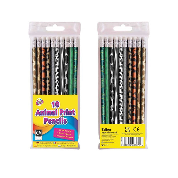 10 Animal Print HB Pencils